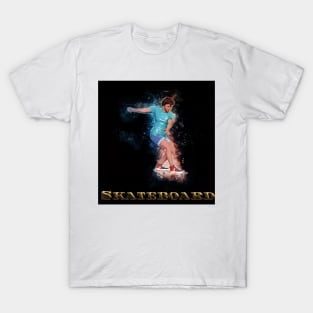 Skateboard Male Skateboarder in Cyan Skateboards Skateboarding Designs Skateboarding Gifts T-Shirt